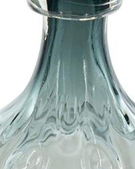 13" Light Blue Hammered Glass Table Vase
