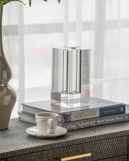 8" Clear Square Glass Table Vase
