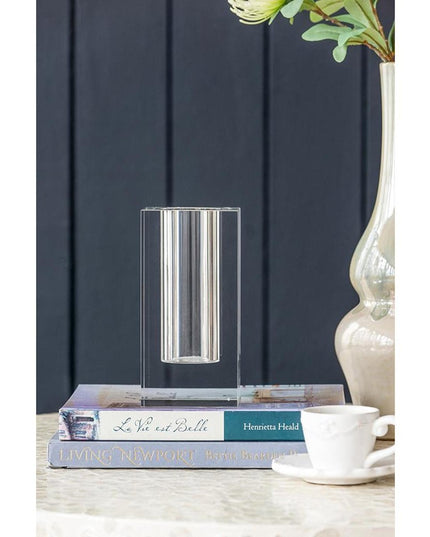 8" Clear Square Glass Table Vase