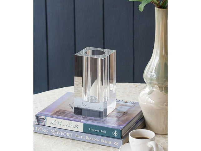 8" Clear Square Glass Table Vase