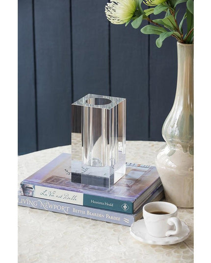 8" Clear Square Glass Table Vase