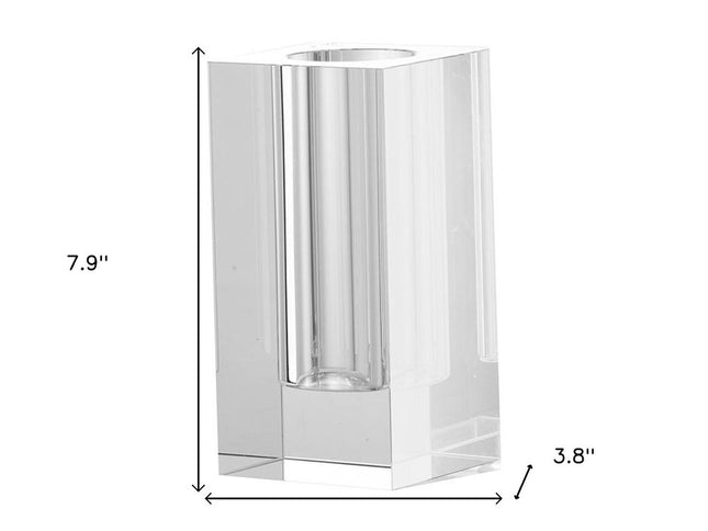8" Clear Square Glass Table Vase