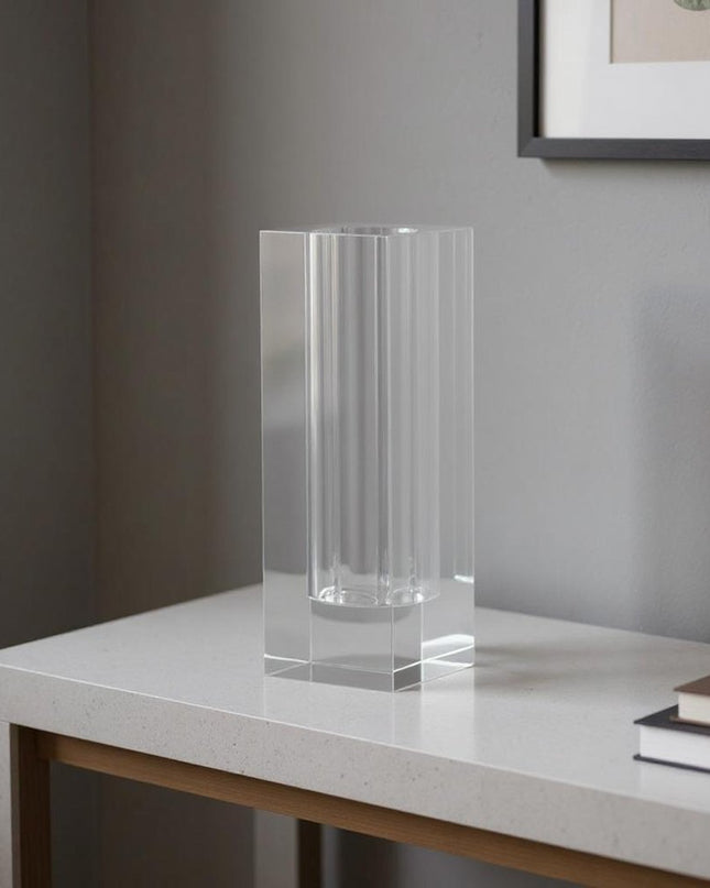 10" Clear Square Glass Table Vase