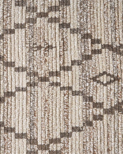 9' X 13' Taupe and Ivory Wool Geometric Hand Knotted Area Rug