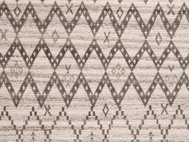 9' X 13' Taupe and Ivory Wool Geometric Hand Knotted Area Rug