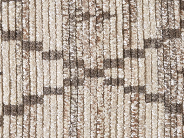 9' X 13' Taupe and Ivory Wool Geometric Hand Knotted Area Rug