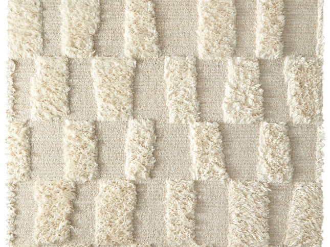 9' X 13' Ivory Wool Geometric Hand Woven Area Rug