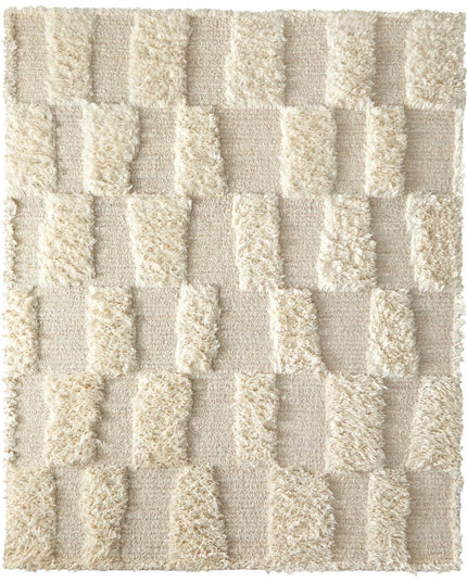 9' X 13' Ivory Wool Geometric Hand Woven Area Rug