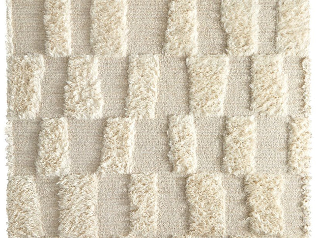 9' X 13' Ivory Wool Geometric Hand Woven Area Rug