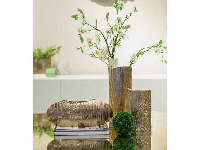 7" Gold Aluminum Oval Disc Table Vase