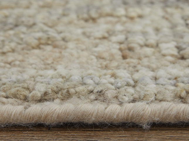 9' X 13' Tan and Ivory Wool Floral Hand Knotted Area Rug