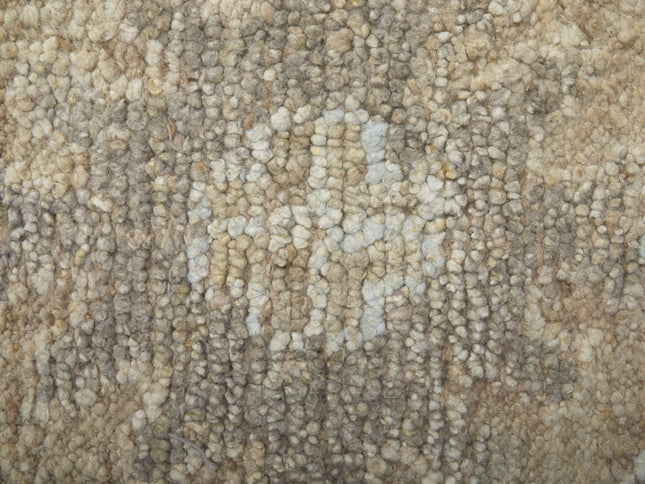 9' X 13' Tan and Ivory Wool Floral Hand Knotted Area Rug