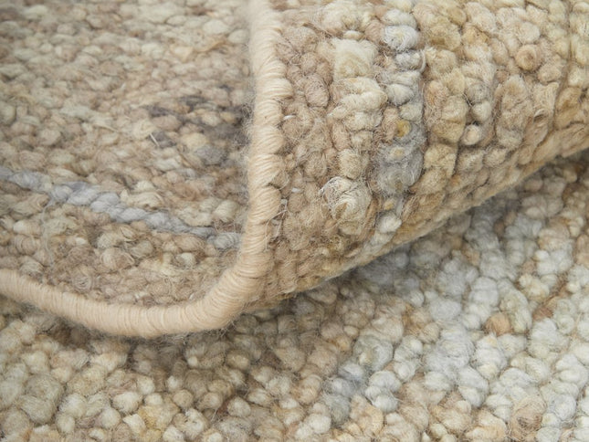 9' X 13' Tan and Ivory Wool Floral Hand Knotted Area Rug