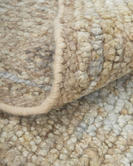 9' X 13' Tan and Ivory Wool Floral Hand Knotted Area Rug