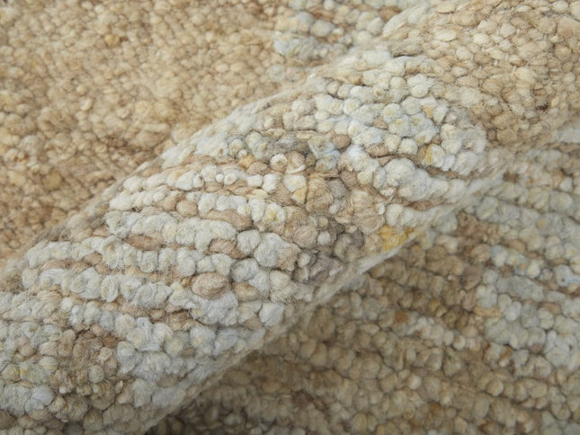 9' X 13' Tan and Ivory Wool Floral Hand Knotted Area Rug