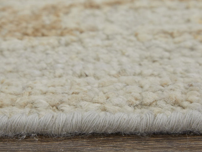 9' X 13' Tan and Gray Wool Floral Hand Knotted Area Rug