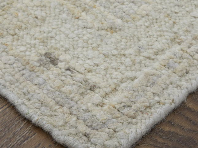 9' X 13' Tan and Gray Wool Floral Hand Knotted Area Rug