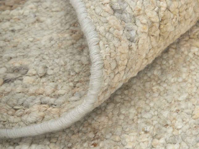 9' X 13' Tan and Gray Wool Floral Hand Knotted Area Rug