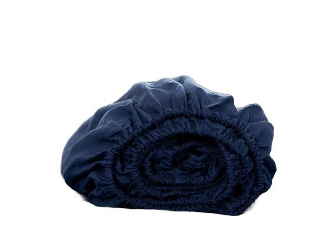 Navy Blue Linen Queen Fitted sheet