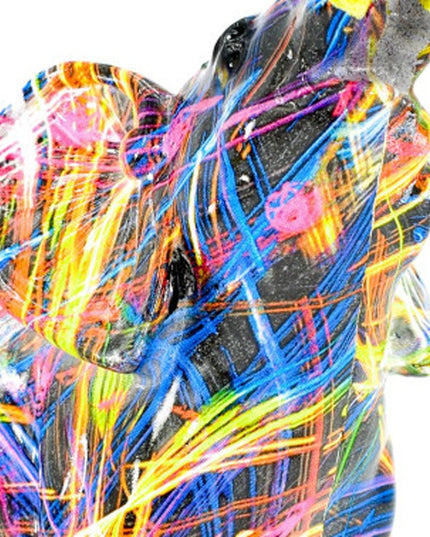 7" Blue Yellow And Pink Resin Elephant Tabletop Sculpture