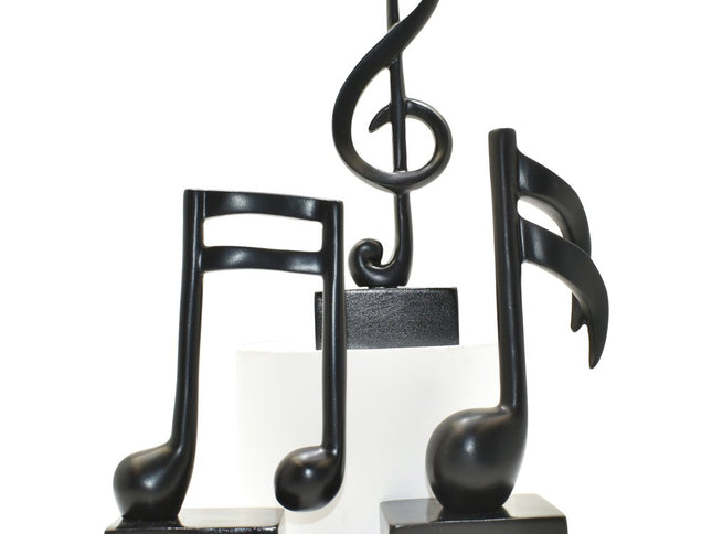 Set of Three Black Resin Music Tabletop Sculpture