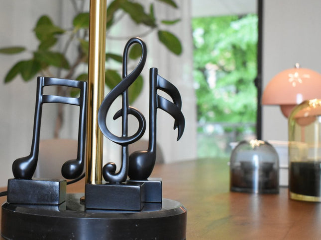 Set of Three Black Resin Music Tabletop Sculpture