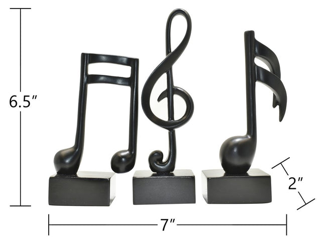 Set of Three Black Resin Music Tabletop Sculpture