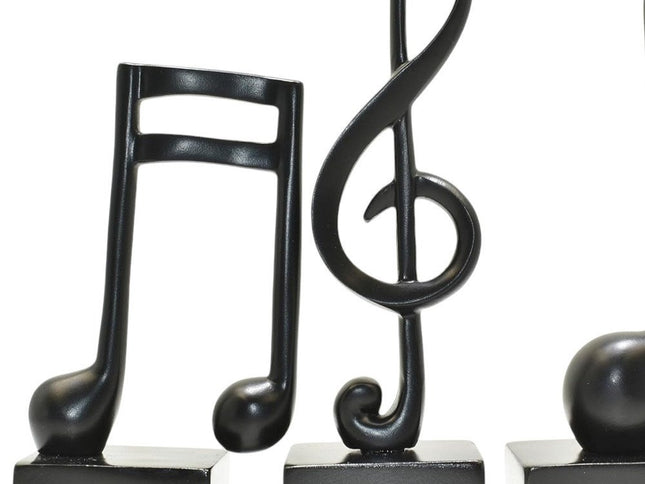 Set of Three Black Resin Music Tabletop Sculpture