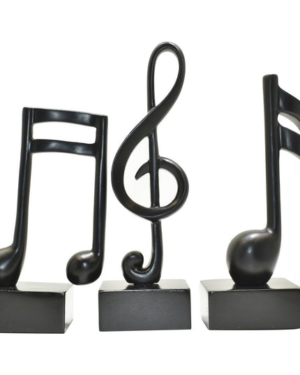 Set of Three Black Resin Music Tabletop Sculpture