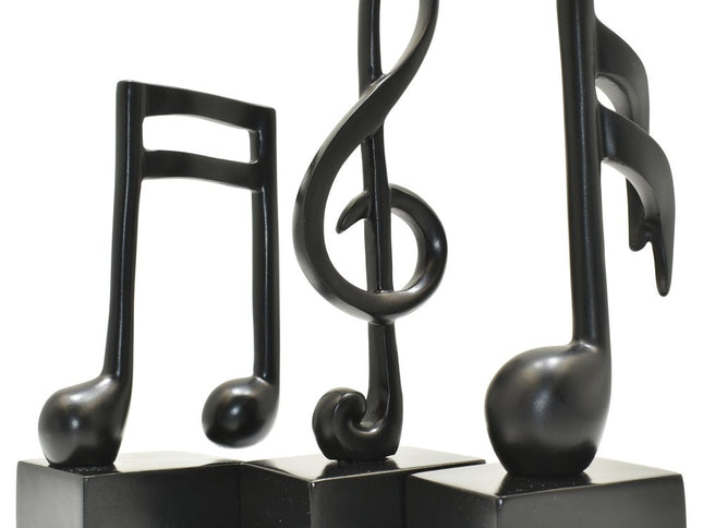 Set of Three Black Resin Music Tabletop Sculpture