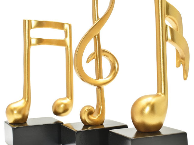 Set of Three Gold Resin Music Tabletop Sculpture