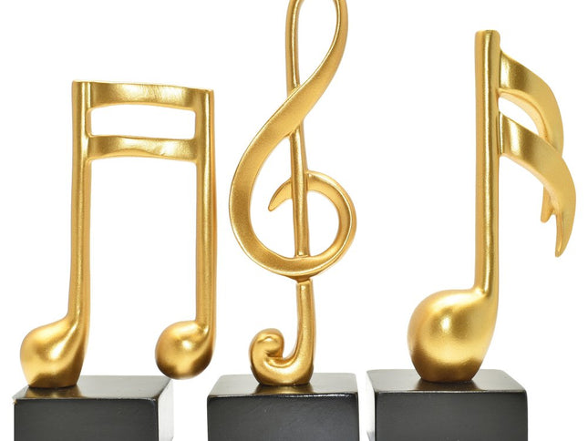 Set of Three Gold Resin Music Tabletop Sculpture