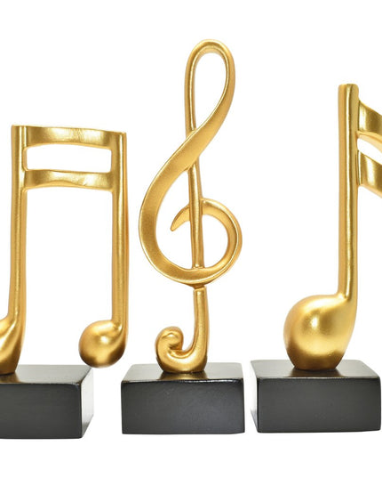 Set of Three Gold Resin Music Tabletop Sculpture