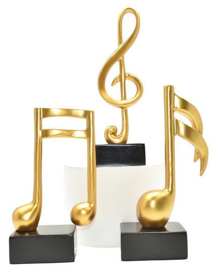 Set of Three Gold Resin Music Tabletop Sculpture