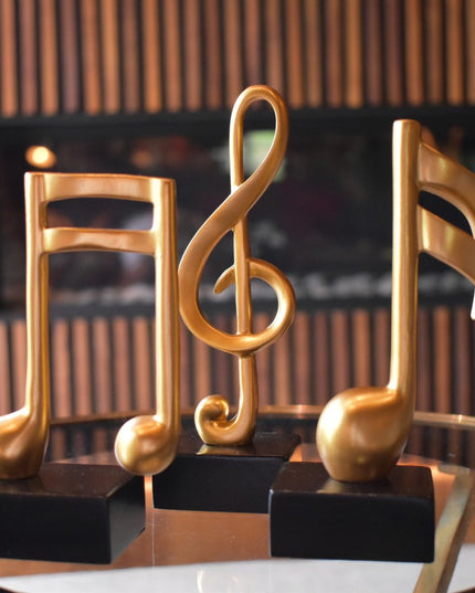 Set of Three Gold Resin Music Tabletop Sculpture