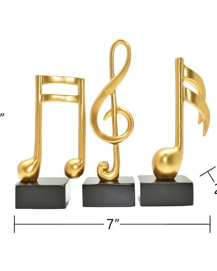 Set of Three Gold Resin Music Tabletop Sculpture