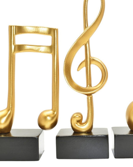 Set of Three Gold Resin Music Tabletop Sculpture