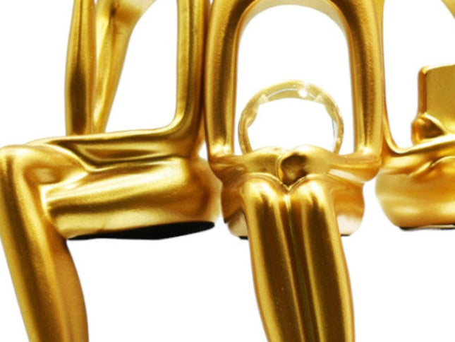 Set of Three Gold Resin People Tabletop Sculpture