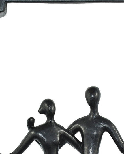 Set of Three Black Resin People Tabletop Sculpture