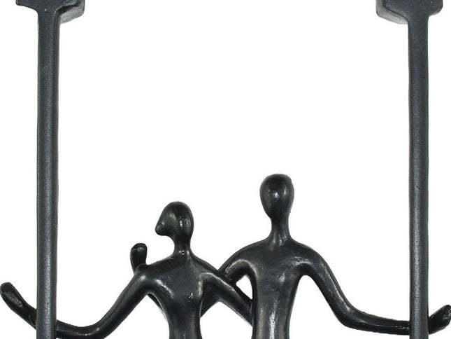 Set of Three Black Resin People Tabletop Sculpture