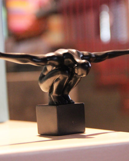 4" Black Resin Man Tabletop Sculpture