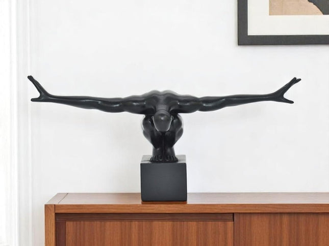 4" Black Resin Man Tabletop Sculpture