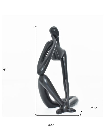 6" Black Resin Man Tabletop Sculpture
