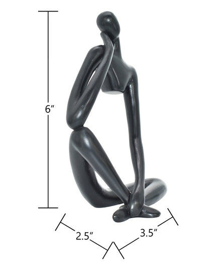 6" Black Resin Man Tabletop Sculpture