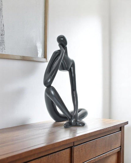 6" Black Resin Man Tabletop Sculpture