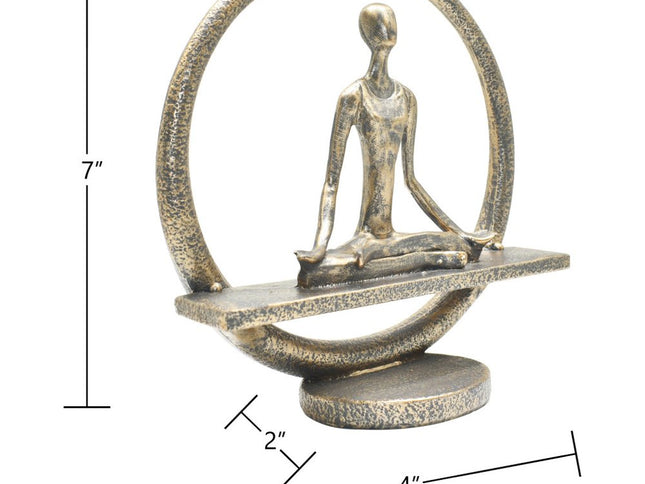 7" Pewter Resin Yoga Meditation Tabletop Sculpture