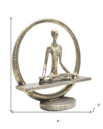 7" Pewter Resin Yoga Meditation Tabletop Sculpture