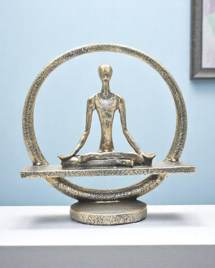 7" Pewter Resin Yoga Meditation Tabletop Sculpture