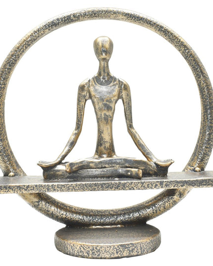 7" Pewter Resin Yoga Meditation Tabletop Sculpture