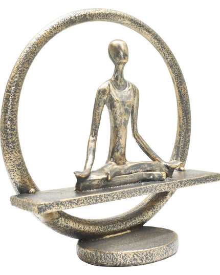 7" Pewter Resin Yoga Meditation Tabletop Sculpture